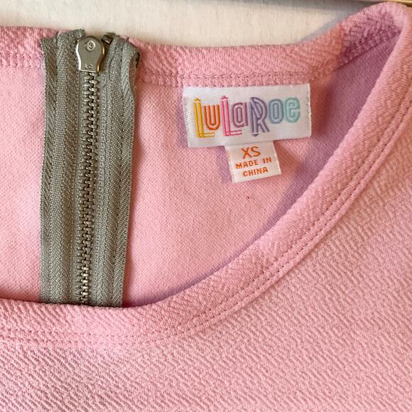 Lularoe Women’s Short Sleeve Screw Neck Knee Length Dress size XS, Pink & green - Picture 6 of 10